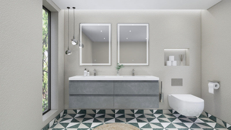 MOB 72" Wall Mounted Modern Bathroom Vanity with Reinforced Acrylic Sink (Double Sink)