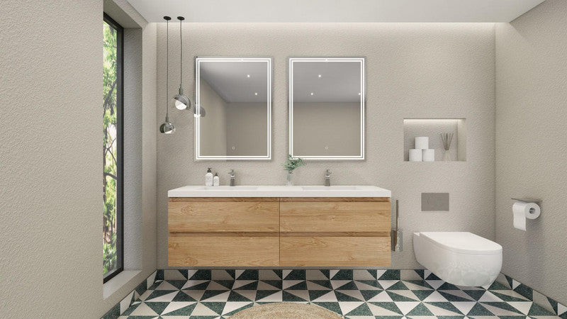 MOB 72" Wall Mounted Modern Bathroom Vanity with Reinforced Acrylic Sink (Double Sink)