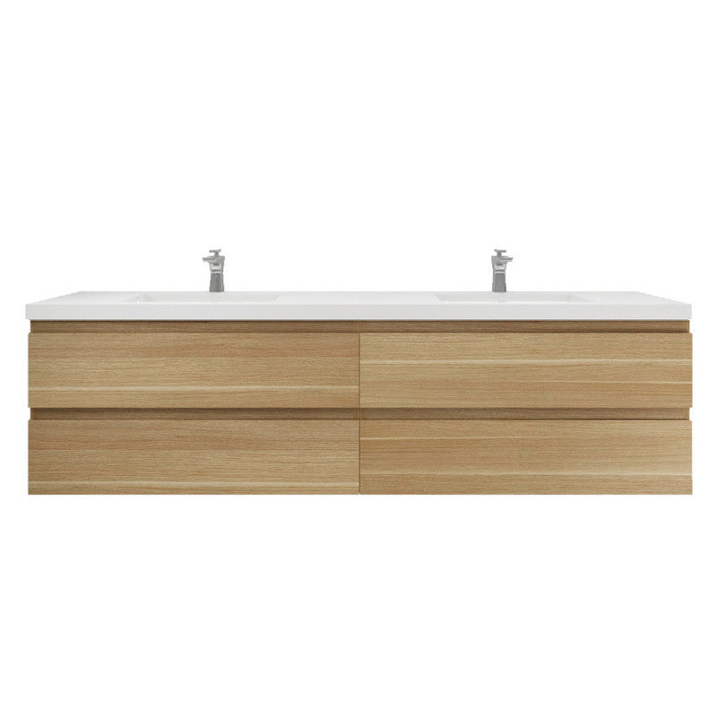 MOB 84" Wall Mounted Modern Bathroom Vanity with Reinforced Acrylic Sink(Double Sink)