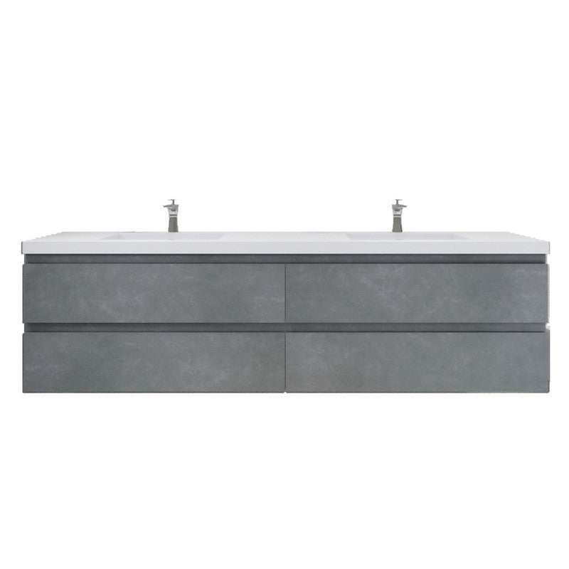 MOB 84" Wall Mounted Modern Bathroom Vanity with Reinforced Acrylic Sink(Double Sink)
