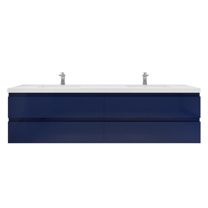 MOB 84" Wall Mounted Modern Bathroom Vanity with Reinforced Acrylic Sink(Double Sink)
