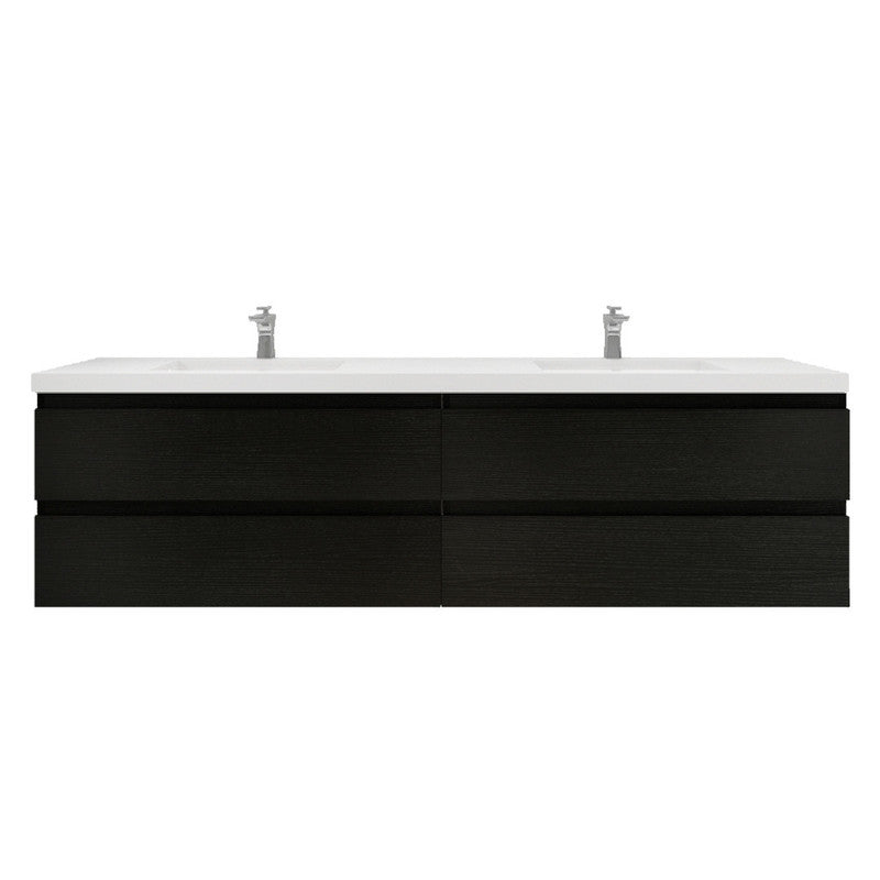 MOB 84" Wall Mounted Modern Bathroom Vanity with Reinforced Acrylic Sink(Double Sink)