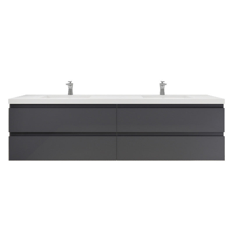 MOB 84" Wall Mounted Modern Bathroom Vanity with Reinforced Acrylic Sink(Double Sink)