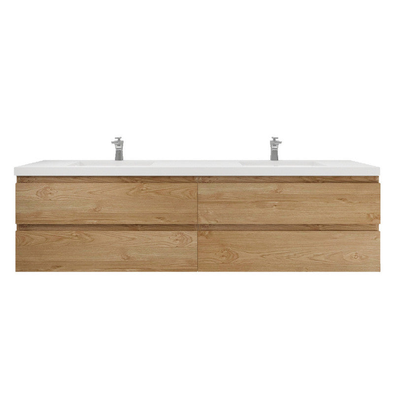 MOB 84" Wall Mounted Modern Bathroom Vanity with Reinforced Acrylic Sink(Double Sink)