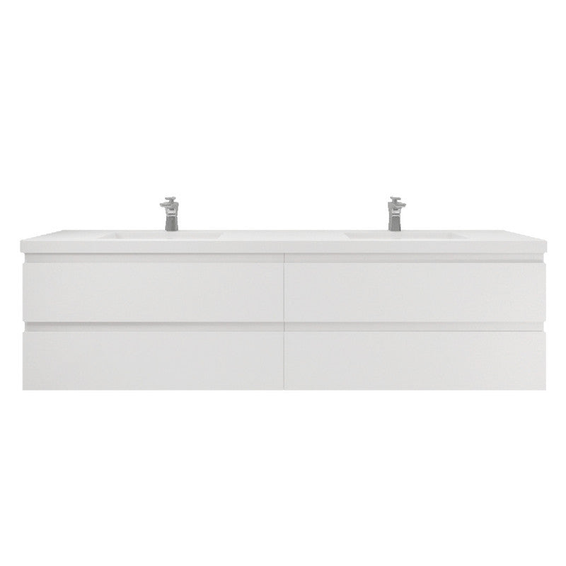 MOB 84" Wall Mounted Modern Bathroom Vanity with Reinforced Acrylic Sink(Double Sink)