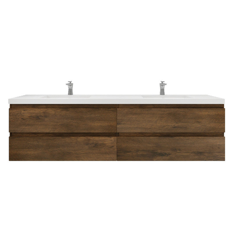 MOB 84" Wall Mounted Modern Bathroom Vanity with Reinforced Acrylic Sink(Double Sink)