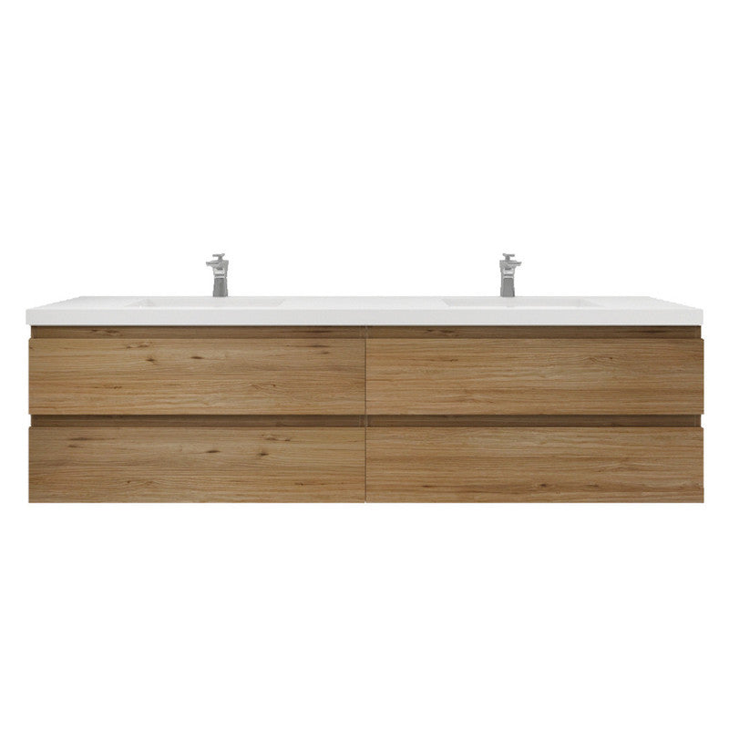 MOB 84" Wall Mounted Modern Bathroom Vanity with Reinforced Acrylic Sink(Double Sink)
