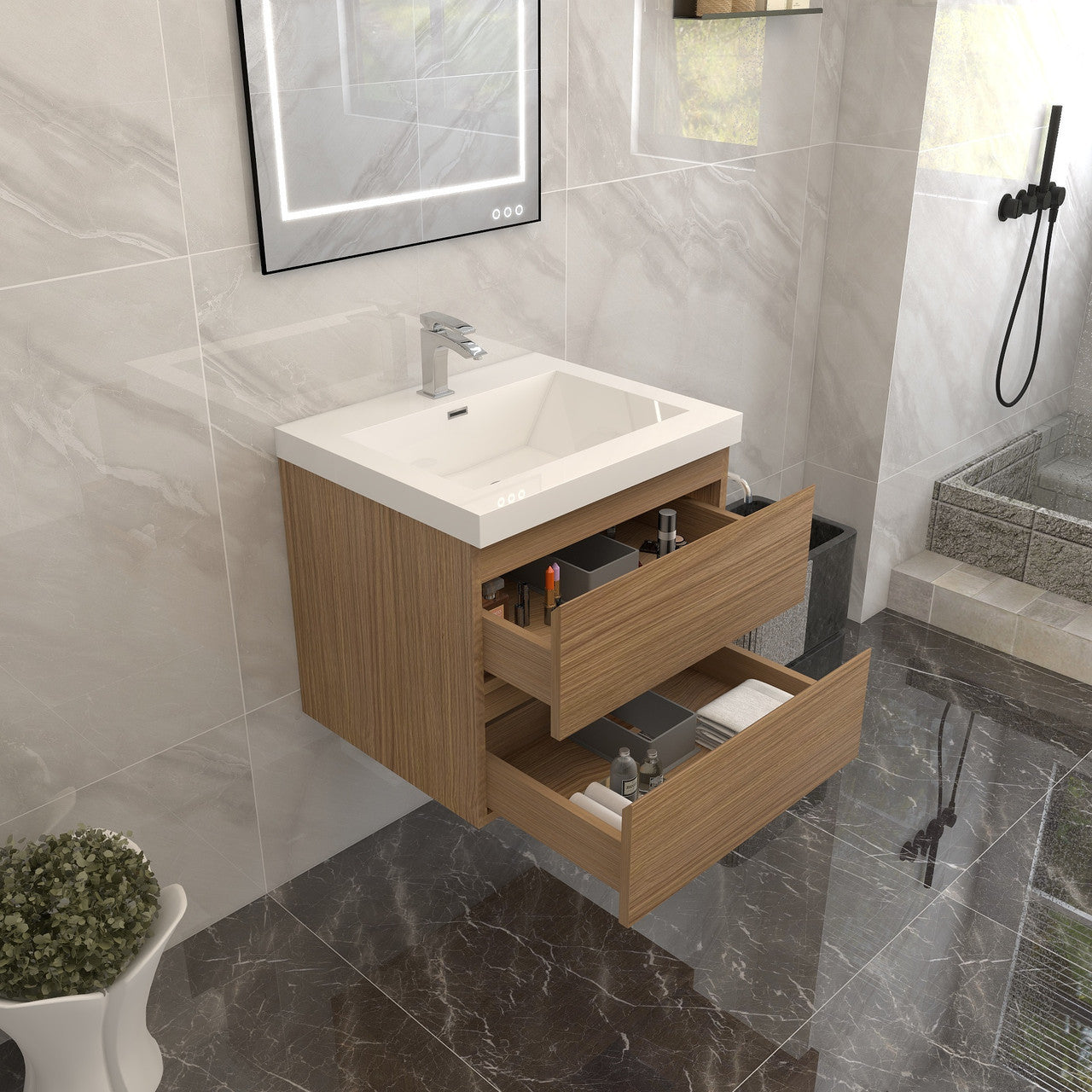 BTO 24" Wall Mounted Modern Bathroom Vanity