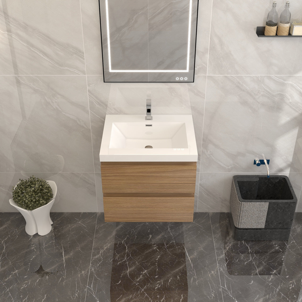 BTO 24" Wall Mounted Modern Bathroom Vanity