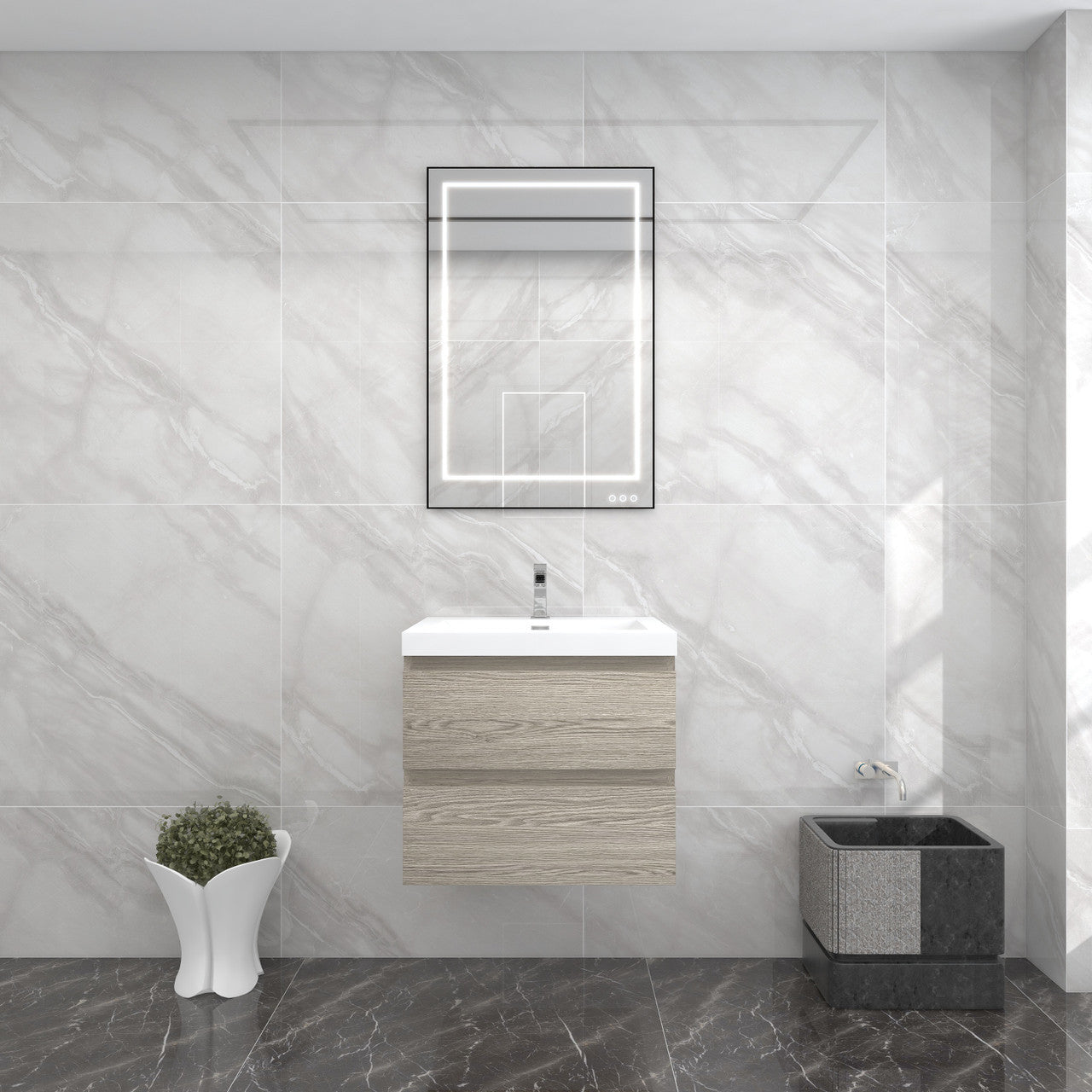 BTO 24" Wall Mounted Modern Bathroom Vanity