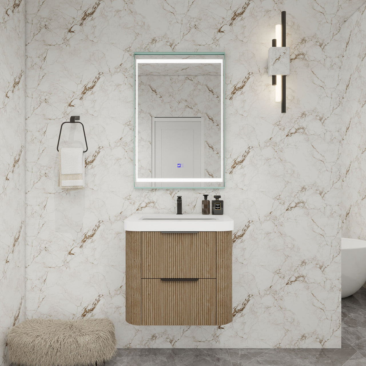 Celine 24" Fluted Floating Bathroom Vanity
