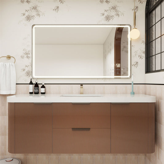 Celine 60" Fluted Floating Bathroom Vanity - Single Sink