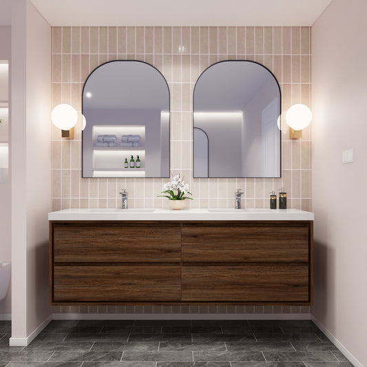 MOM8 72" Wall Mounted Modern Vanity - Double Sink (One Piece)