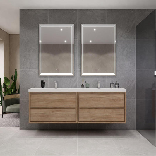 MOM8 72" Wall Mounted Modern Vanity - Double Sink (36"+36")