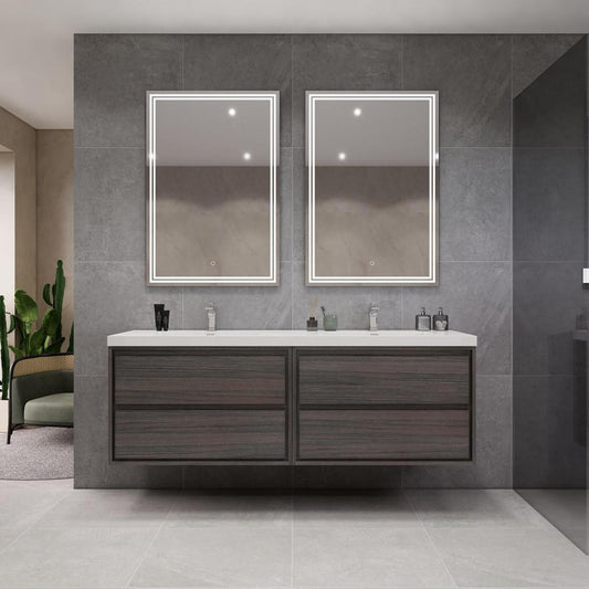 MOM8 84" Wall Mounted Modern Vanity - Double Sink (42"+42")