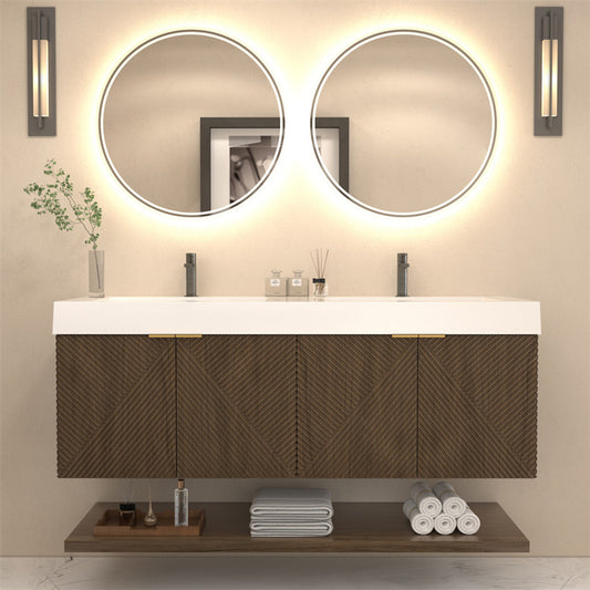 MT 60" Floating Modern Bathroom Vanity - Double Sink