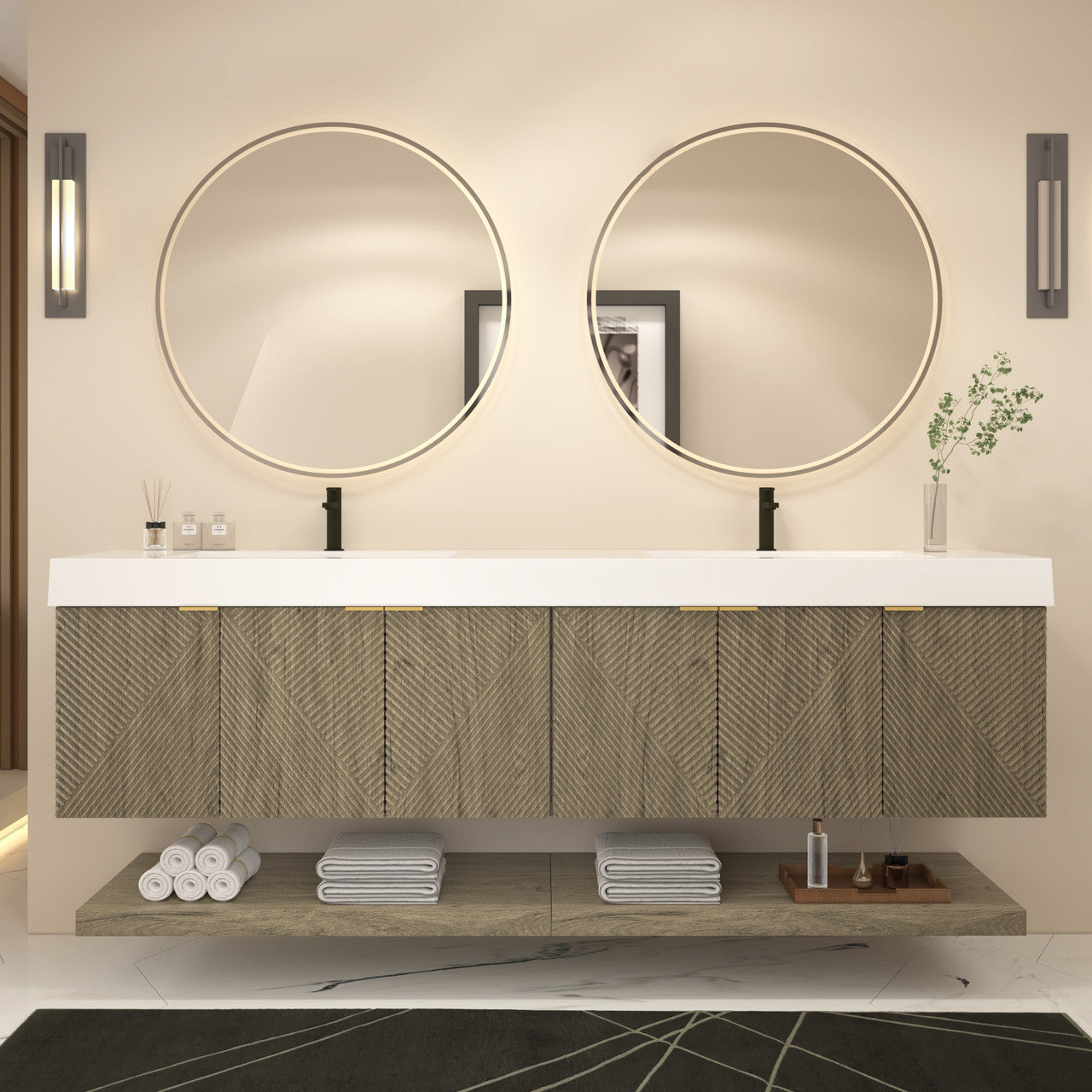 MT 84" Floating Modern Bathroom Vanity - Double Sink